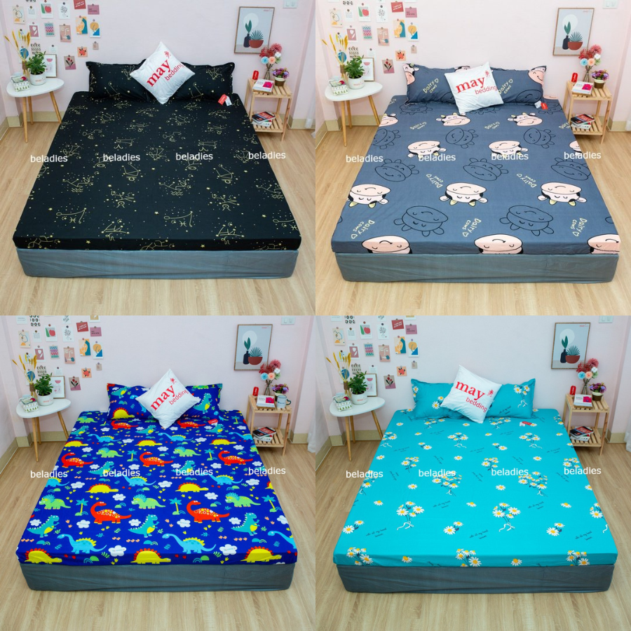 Bộ ga giường gồm 1 drap trải giường kèm 2 vỏ gối nằm nhiều mẫu đầy đủ kích thước Belady bedding