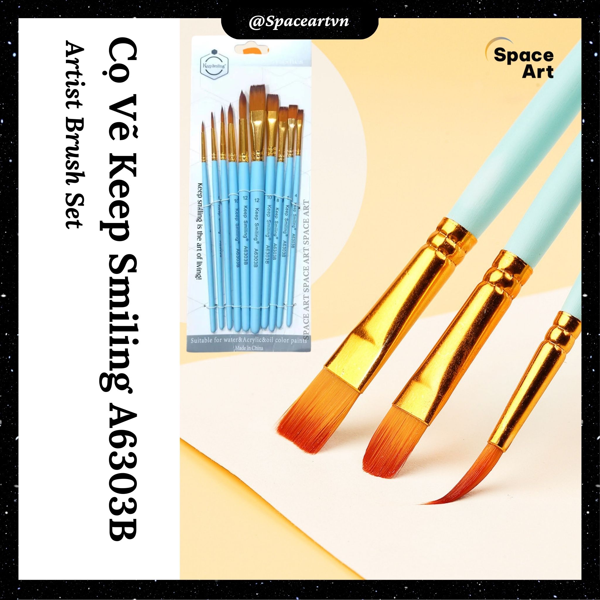 Bộ cọ vẽ artist brushes keep smiling a6303b
