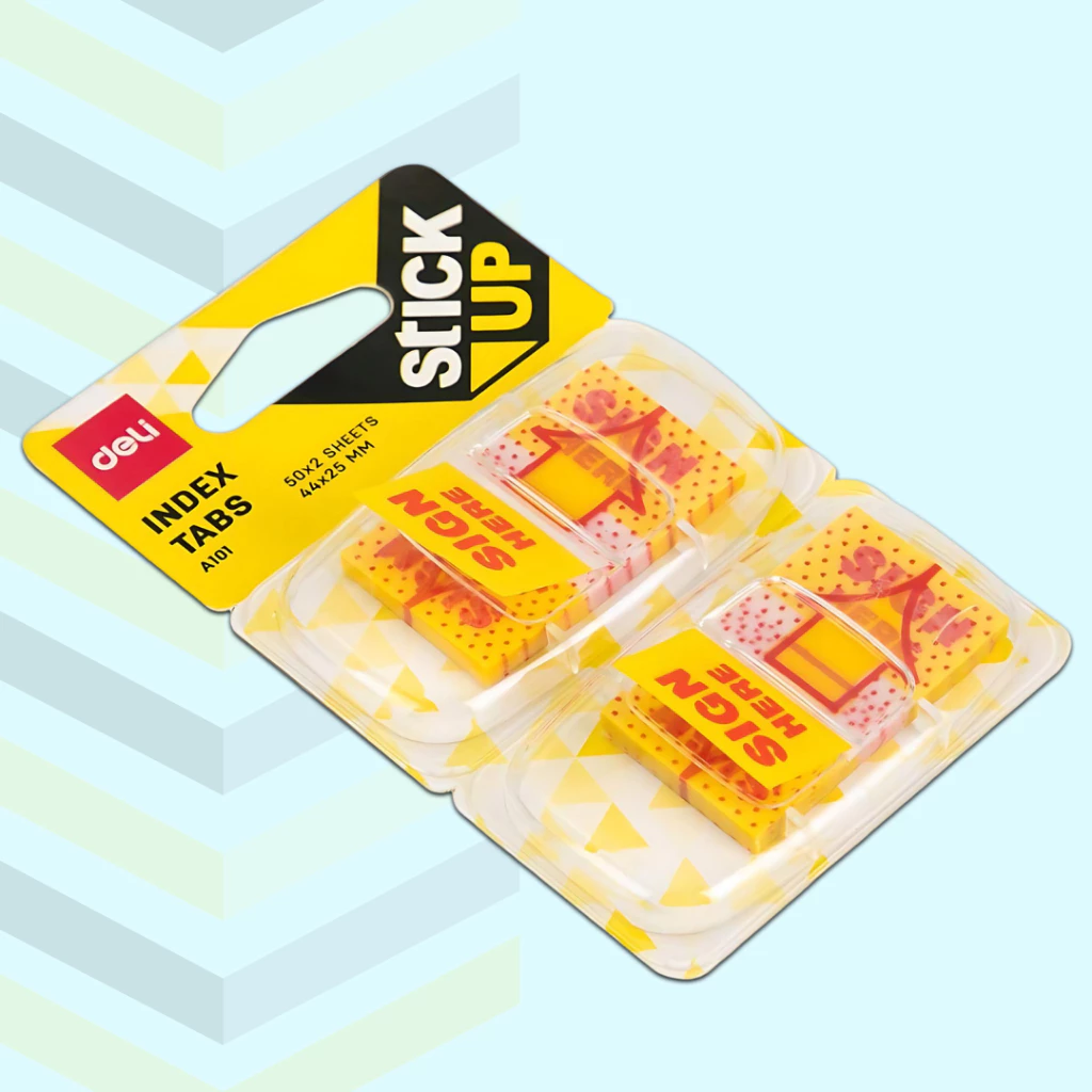 Giấy Note Đánh Dấu Trang Deli A101, Giấy Nhớ Sign Here Nhựa Plastic