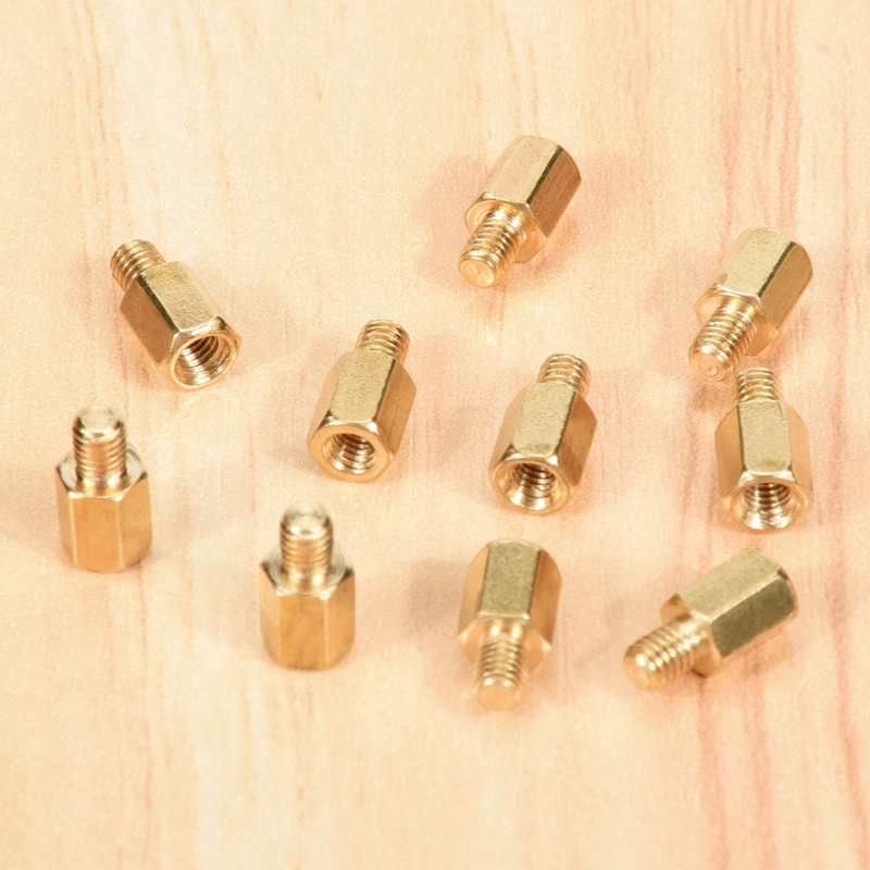 10 Pcs PC PCB Motherboard Brass Standoff Hexagonal Spacer M3 6+4mm