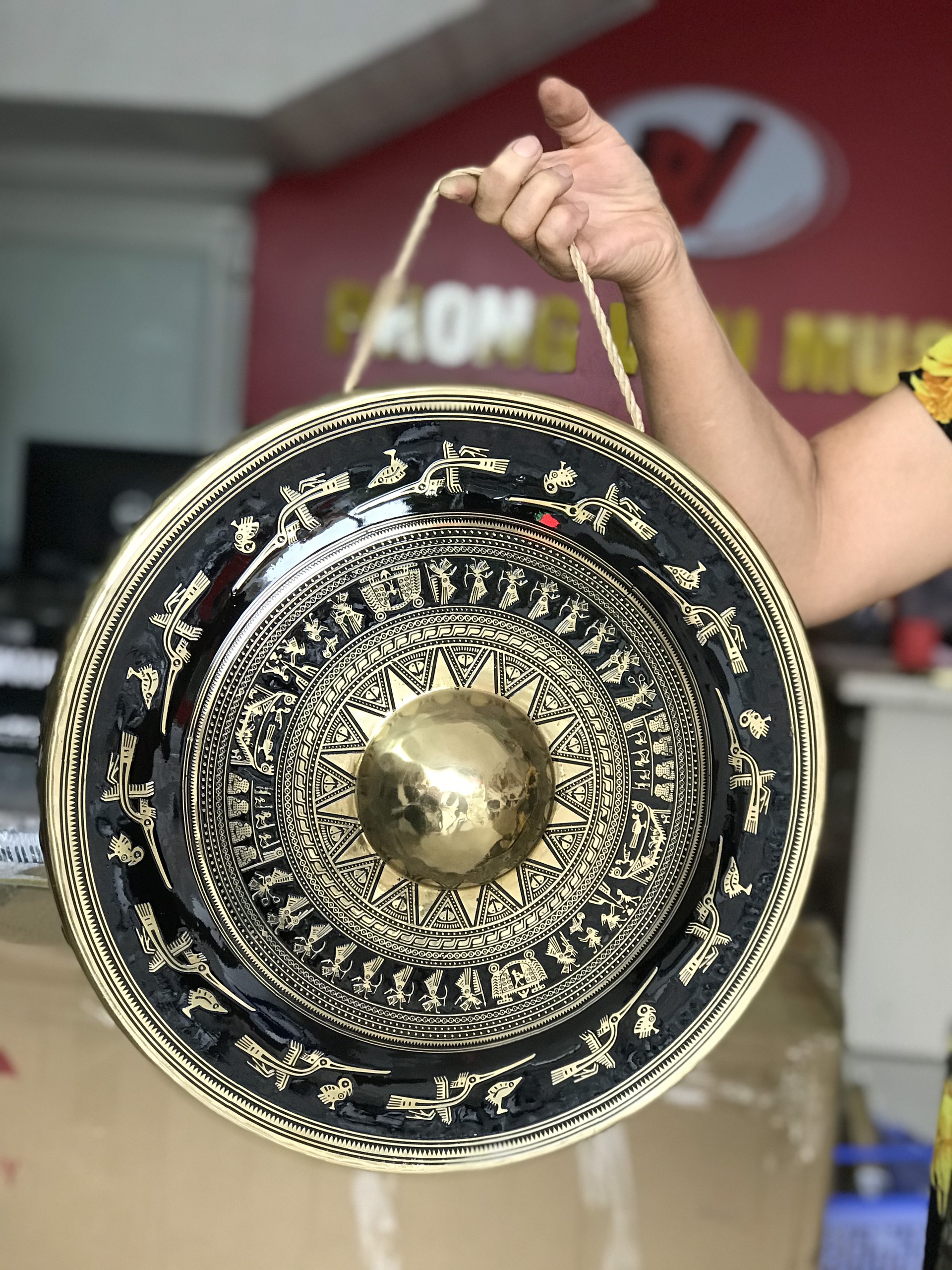 Chiêng đồng 40cm 4 tấc hình trống đồng