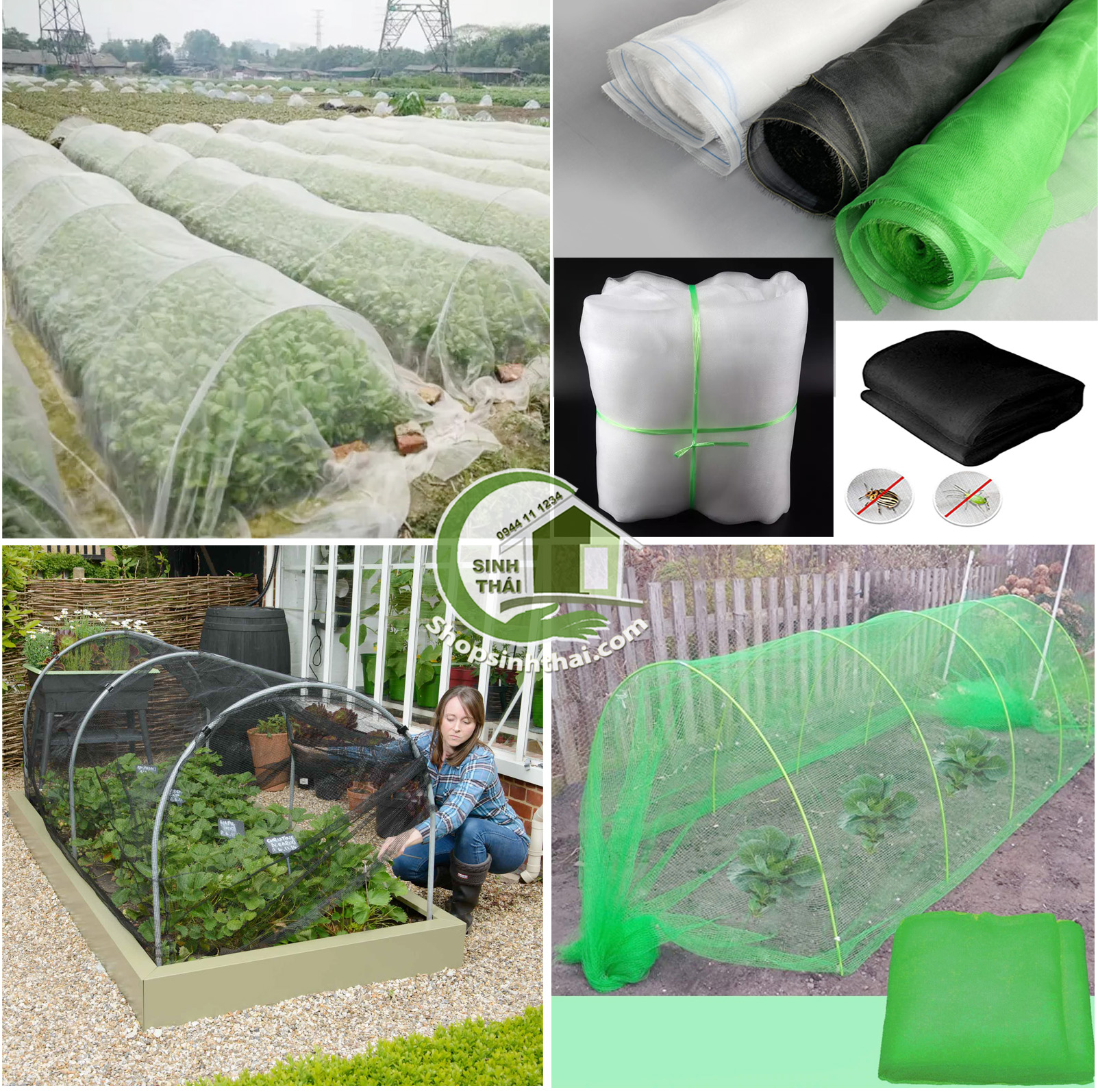 Lưới che cây trồng chống côn trùng [ 1 mét x khổ 4m ] lưới mùng màu đen, trắng, xanh chống muỗi che chắn bảo vệ cây cối - Chọn màu