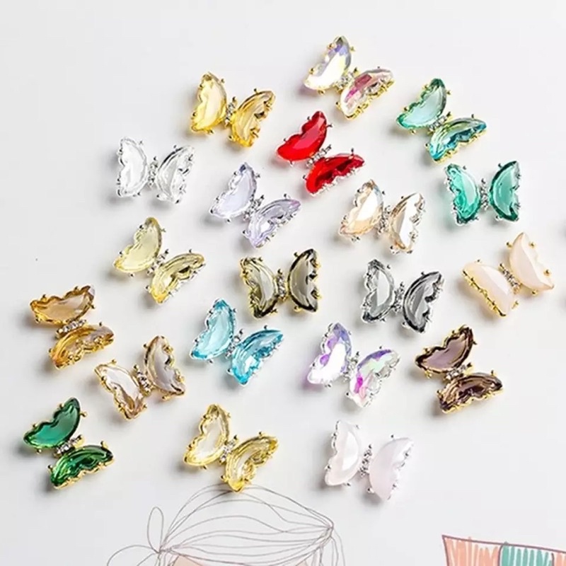 Charm bướm đá đính móng trang trí nail