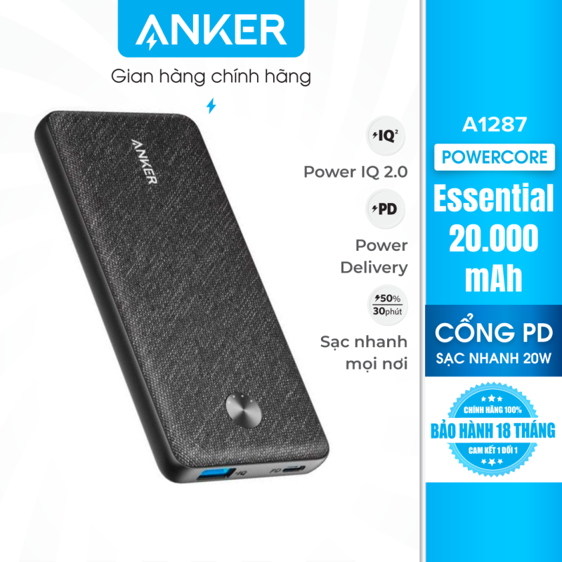 Pin dự phòng ANKER PowerCore Essential 20.000mAh Power Delivery # A1287