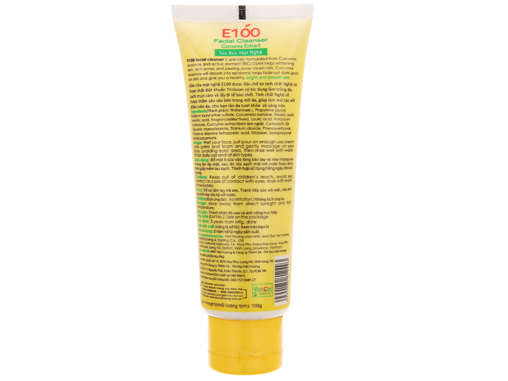 [HCM]Sữa rửa mặt nghệ E100 100g
