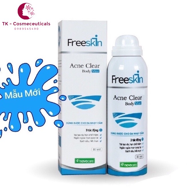 Dung dịch xịt mụn freeskin / gel tắm ngừa mụn freeskin acne clear giảm thâm, làm sáng, ngừa mụn