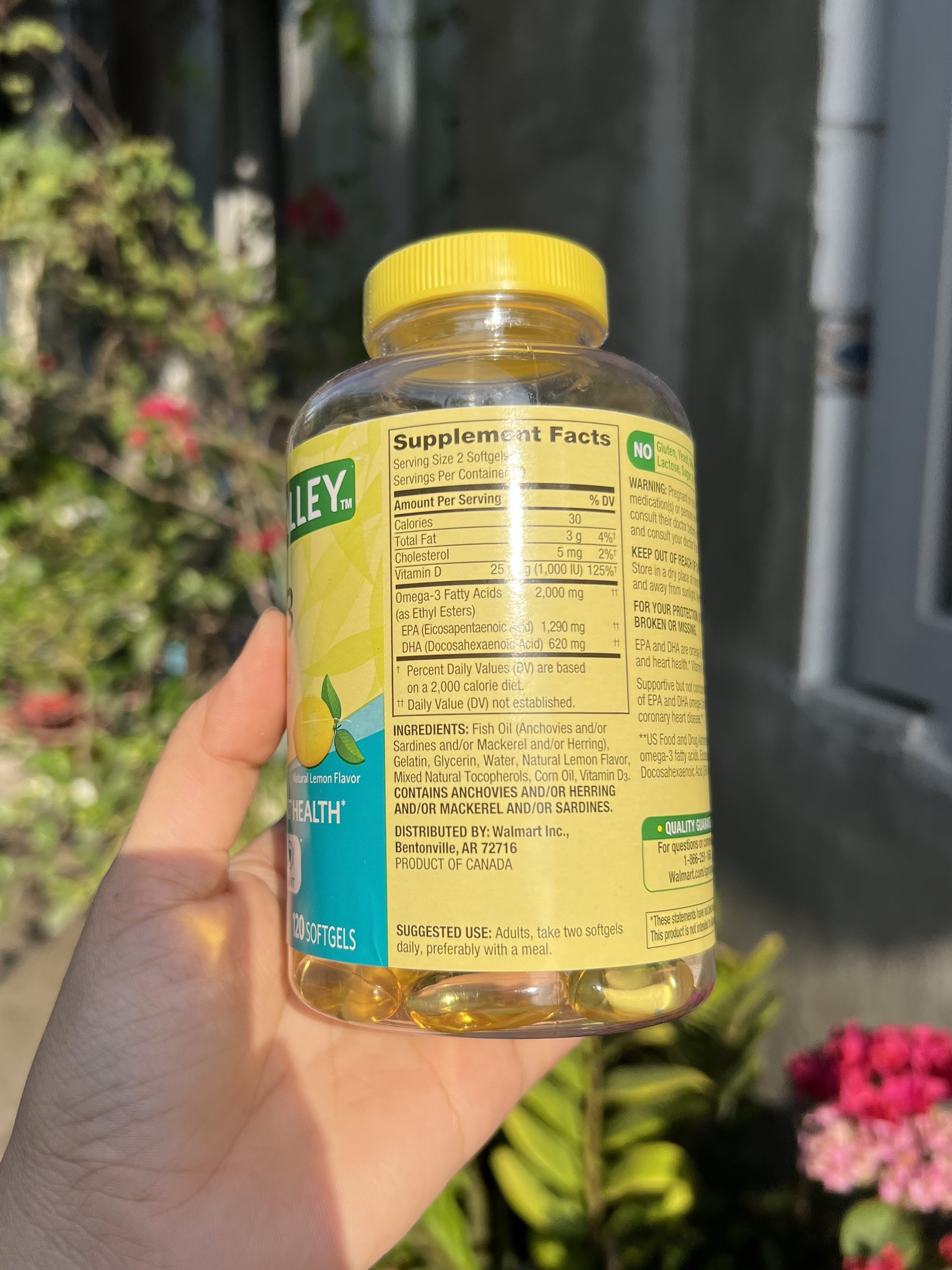 Omega 3 spring valley 2000mg plus vitamin D3 120 viên