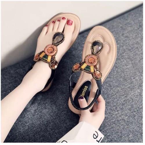 [HCM]Giày sandal đế bệt đính ngọc