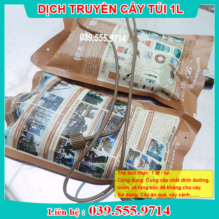 Túi dịch truyền cung cấp chất dinh dưỡng cho cây - túi 1 lít - dành cho cây mới trồng, cây suy yếu