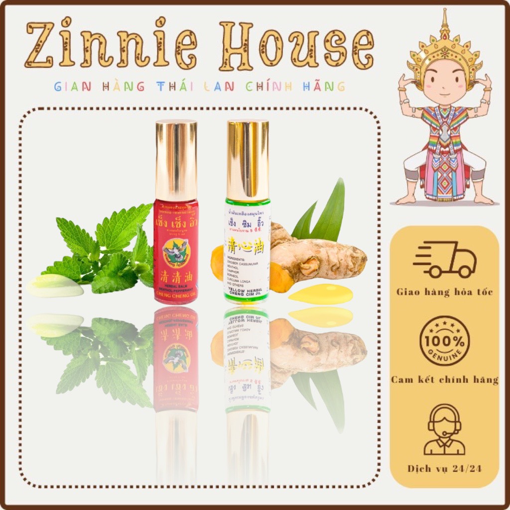 Đỏ/trắng - dầu gió lăn cheng cheng 5ml