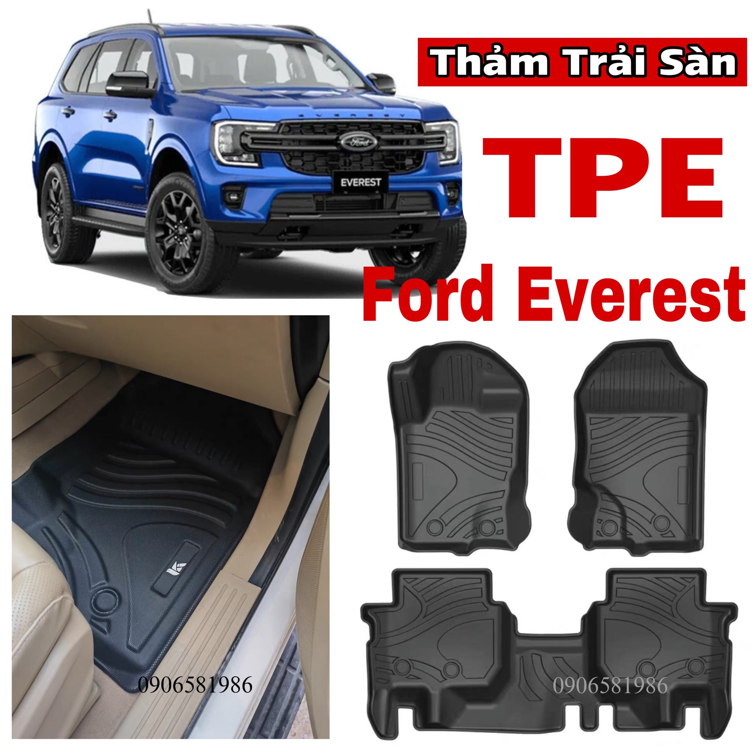 Ford Everest Thảm Sàn TPE Chuẩn Form Xe
