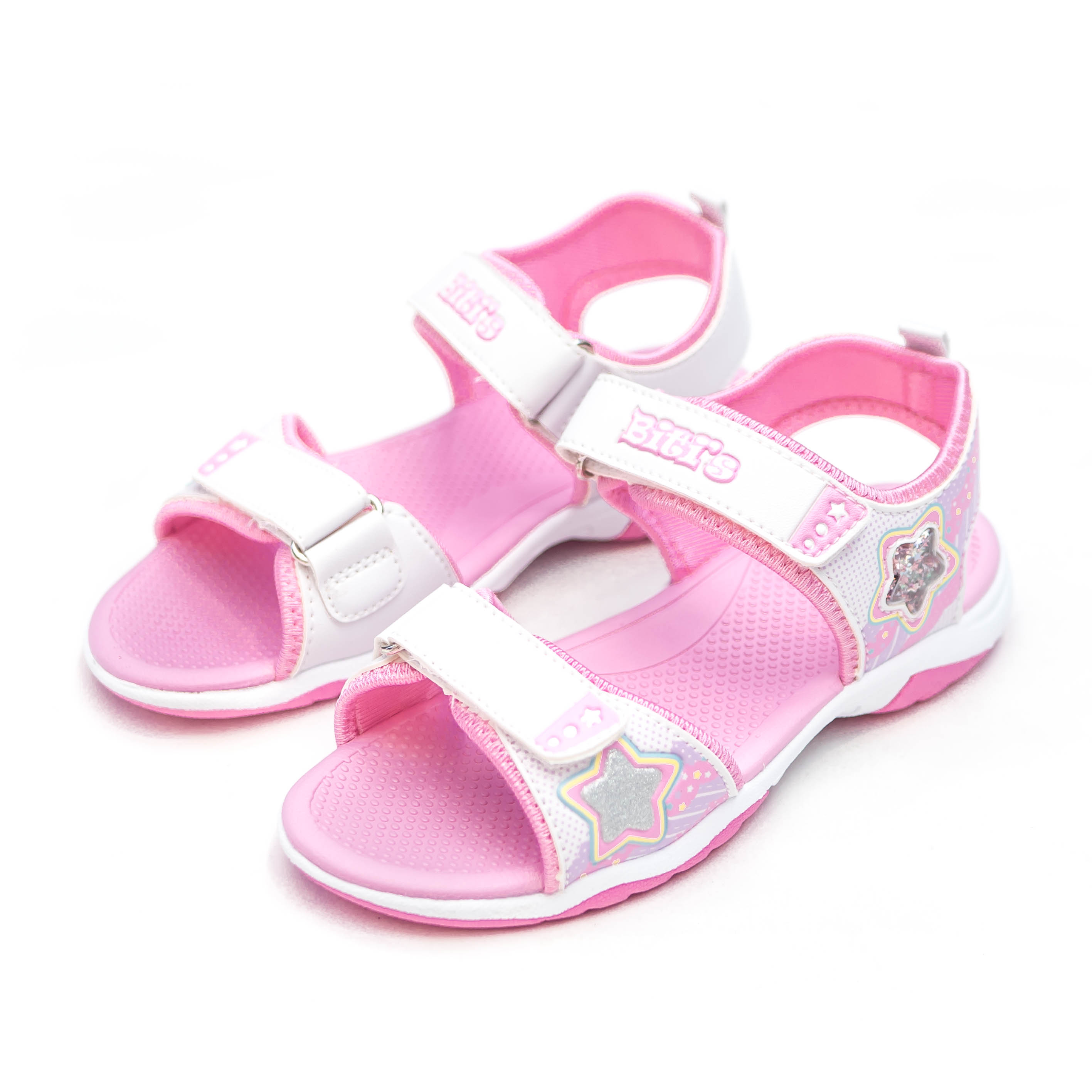 [HOÀN XU]  GIÀY SANDAL QUAI HẬU HỌC SINH BÉ GÁI BITI'S XÉ DÁN DTG003400 (HỒNG + TRẮNG + XANH) - BITIS