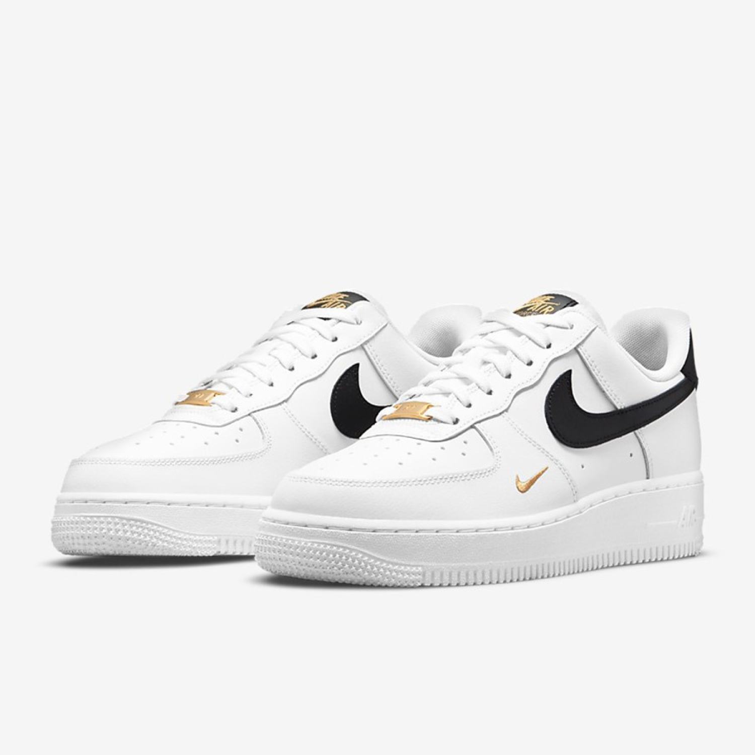 Giày AF1 Trắng Vệt Đen LOGO Vàng, Giày Air Force 1 trắng đen thấp mới full phụ kiện, full size 36-43