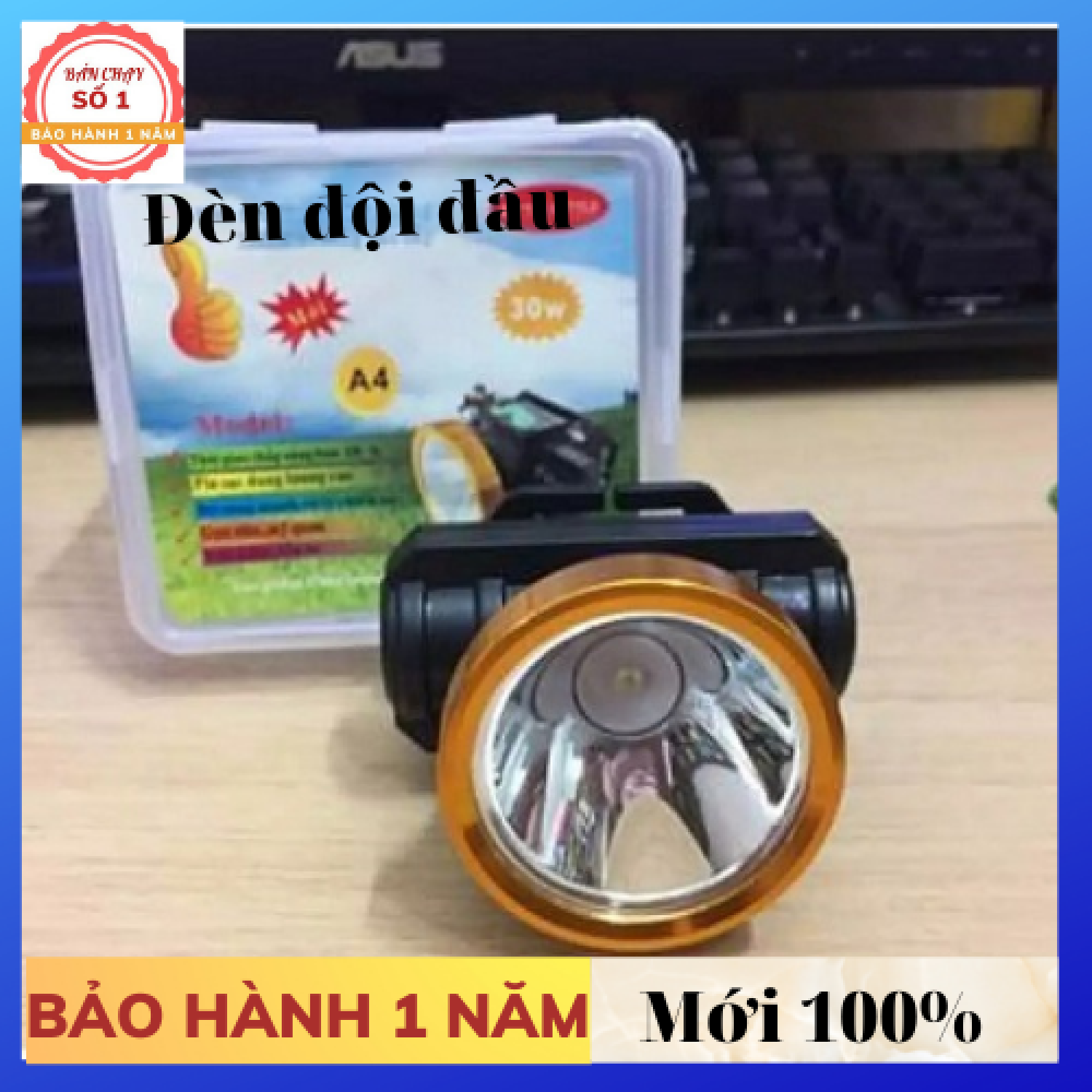Đèn sạc led đội đầu - đèn pin đội đầu siêu sáng a4 loại pin sạc - ánh sáng trắng