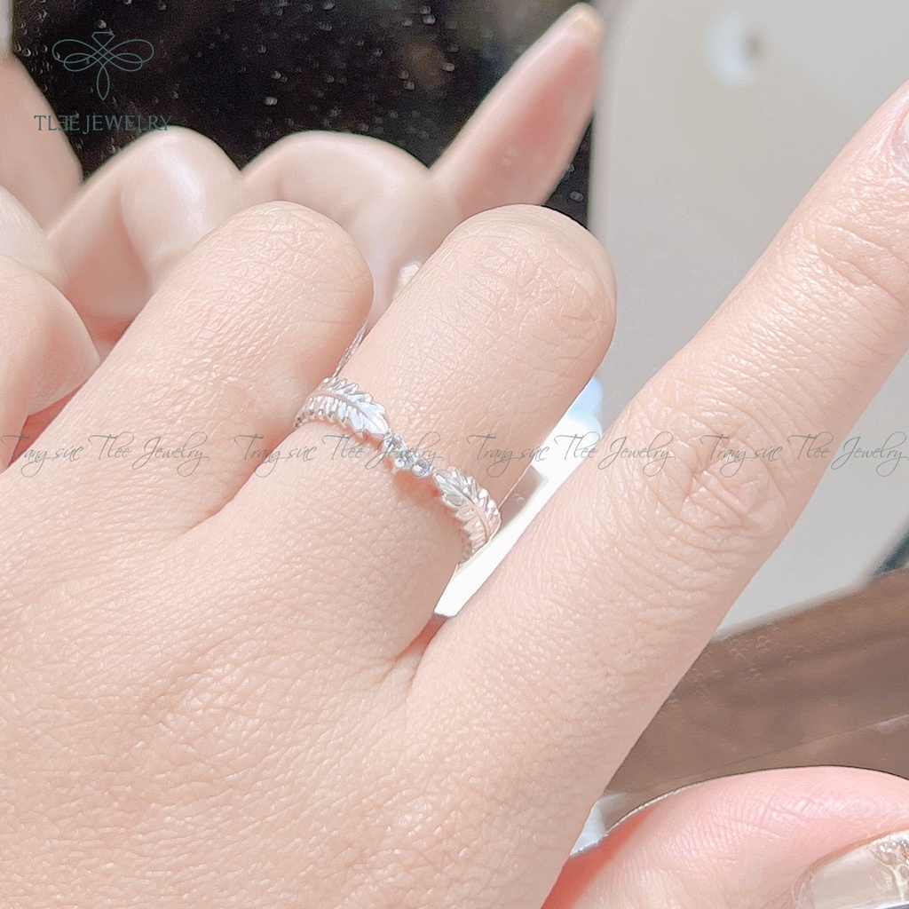 Nhẫn bạc nữ TLEE lá Henna nạm đá cao cấp TleeJewelry A0152