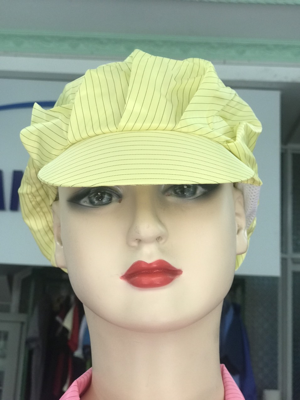 [HCM]Nón kết phòng sạch chống tĩnh điện có lưới vàng- hồng