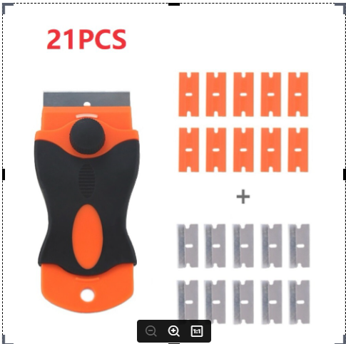 21/34Pcs Plastic Steel Handle Razor Scraper Ceramic Glass Oven Window Tinting Tool Blade Car & Window Tint Ceramic Glass Scraper