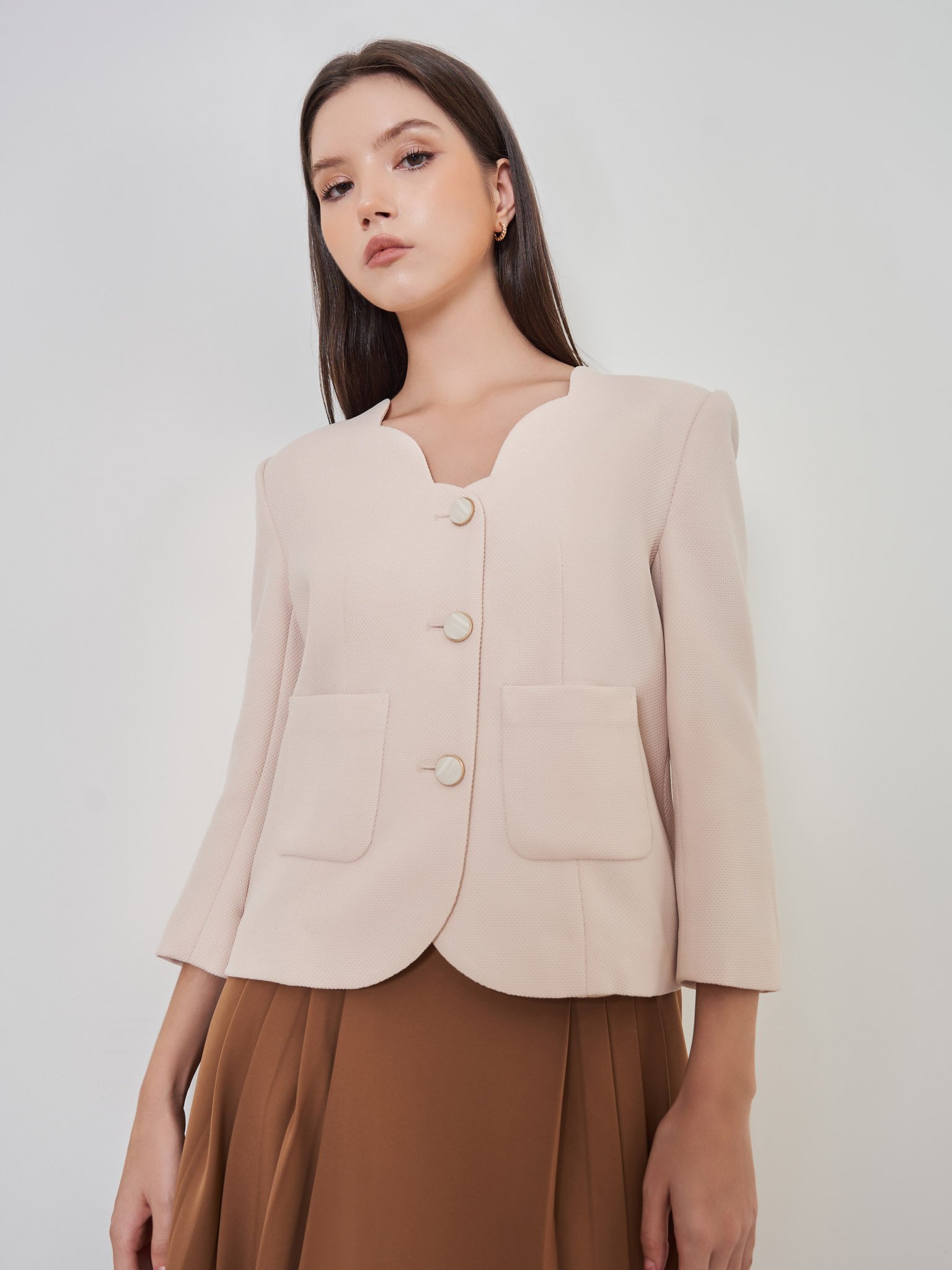 D.CHIC Áo khoác cổ lượn 2 túi ốp MS: 161665