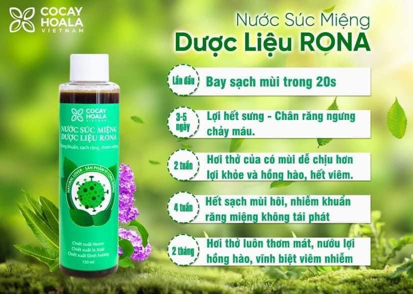 Nước súc miệng dược liệu Rona - cỏ cây hoa lá