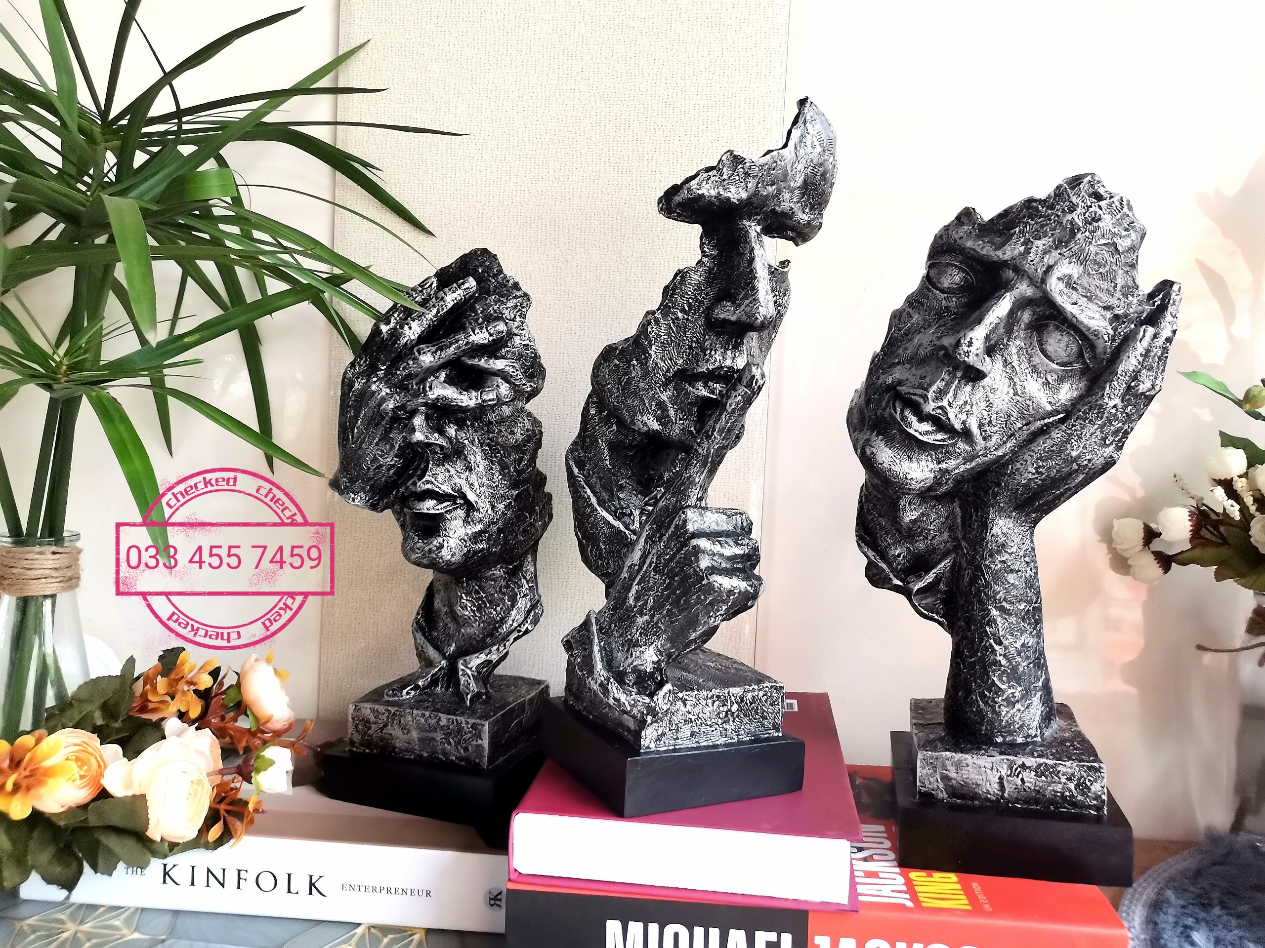 Tượng Decor Gương Mặt Không Nghe 3D (Màu Vàng - Bạc)