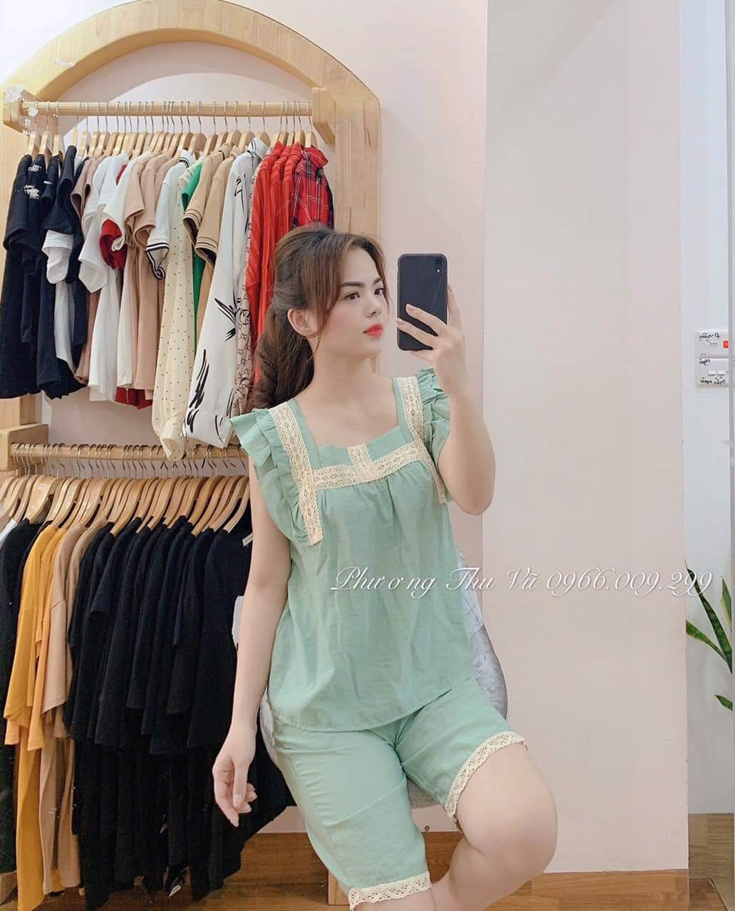 [HCM]Set bộ nữ quần lửng áo cánh tiên chạy ren