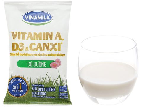 Sữa tiệt trùng Vinamilk bịch 220ml