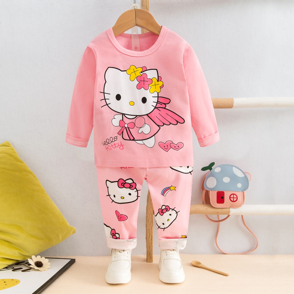 Bộ quần áo thu đông dài tay cho bé gái - bộ thu đông dài tay bé gái size nhỡ chất cotton mịn ấm áp