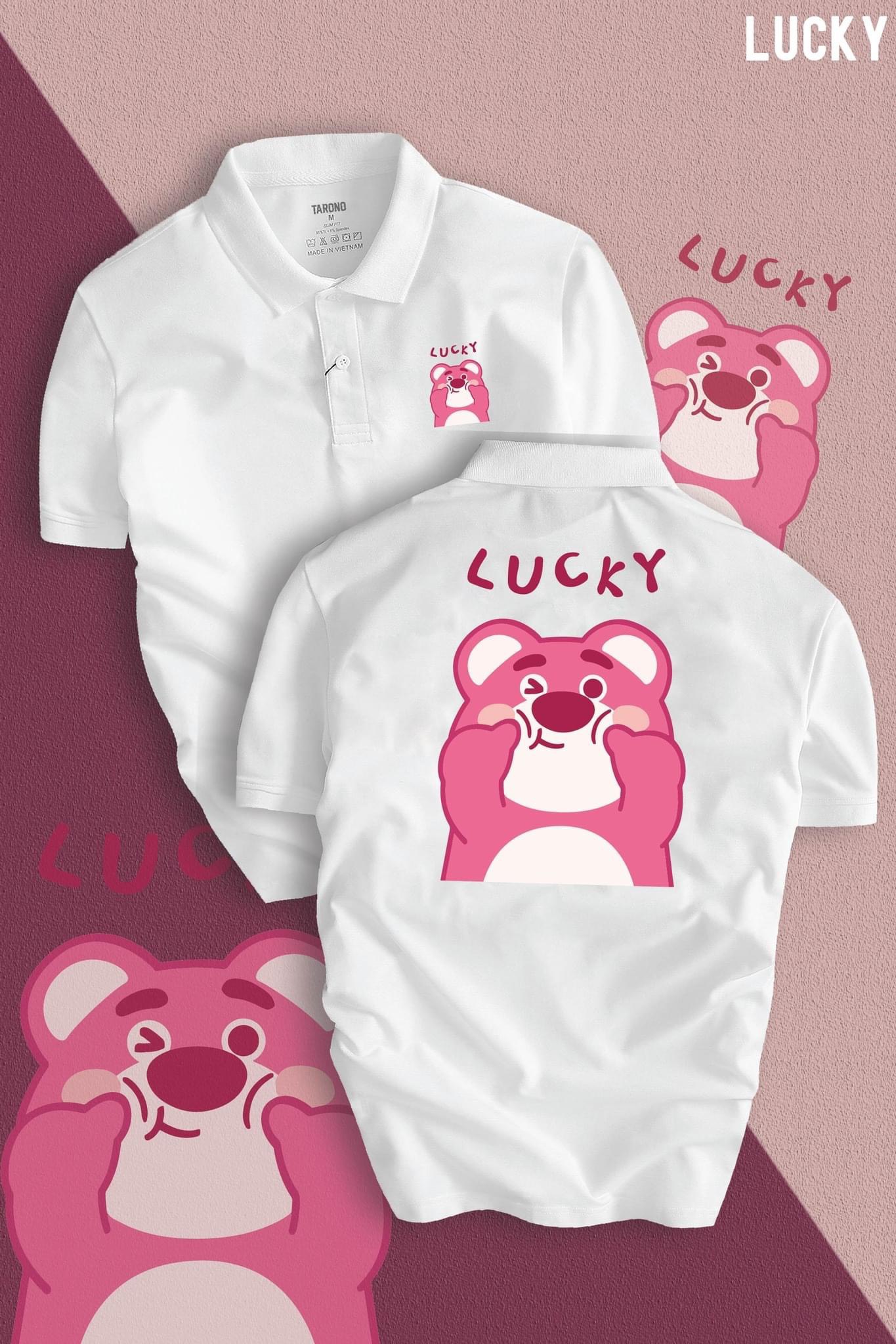 Áo thun nam nữ có cổ polo gấu lucky