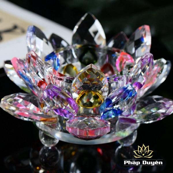 Đế Nến Hoa Sen Thấp Pha Lê Nhiều Màu Sắc 12cm