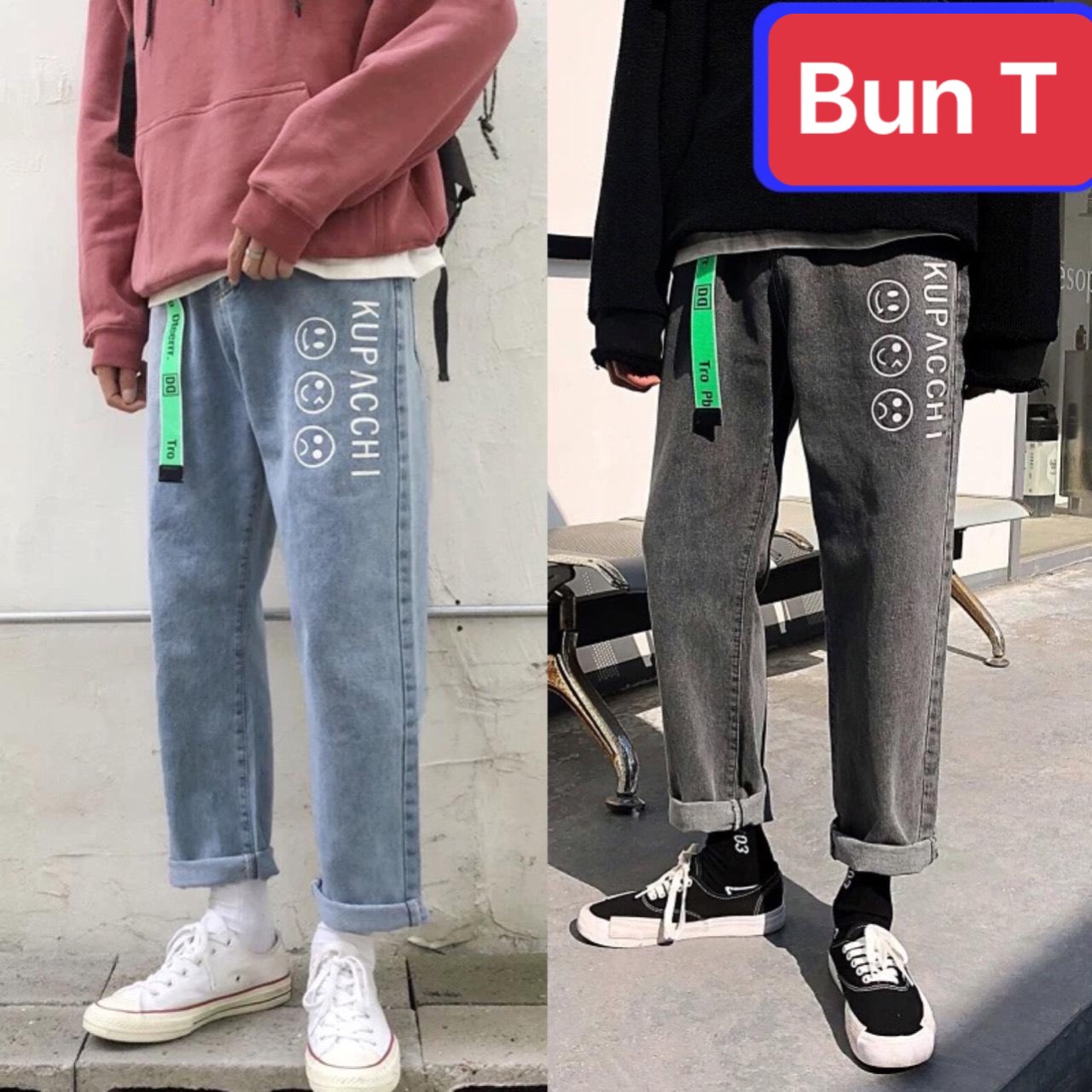 QUẦN BAGGY JEAN NAM CHẤT BÒ THÊU KUBAOCHI NHẬT BẢN ỐNG RỘNG DÀI MÙA HÈ  THU ĐÔNG - TRANG BUN FASHION