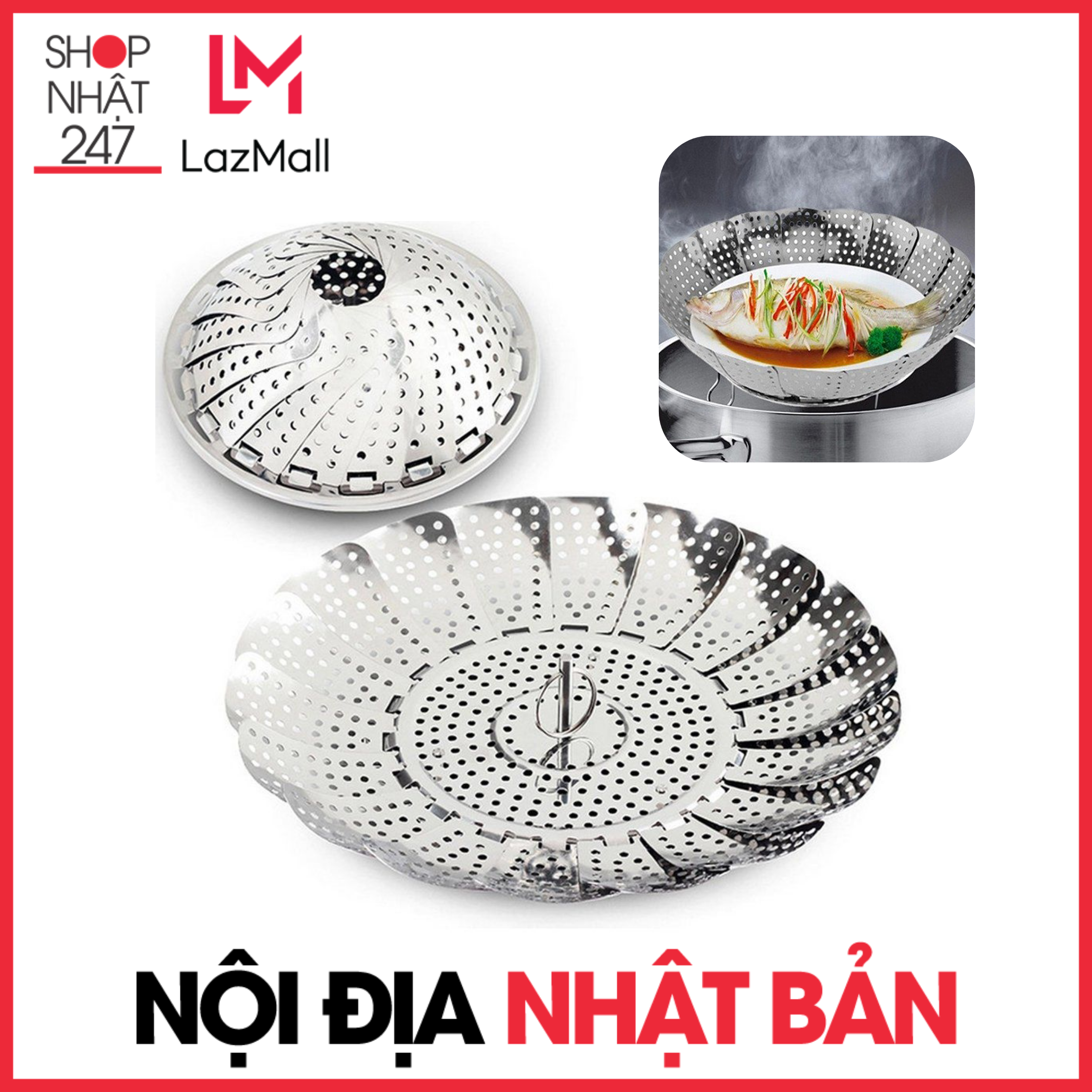 Vỉ hấp inox cố thể điều chỉnh độ mở rộng nội địa Nhật Bản