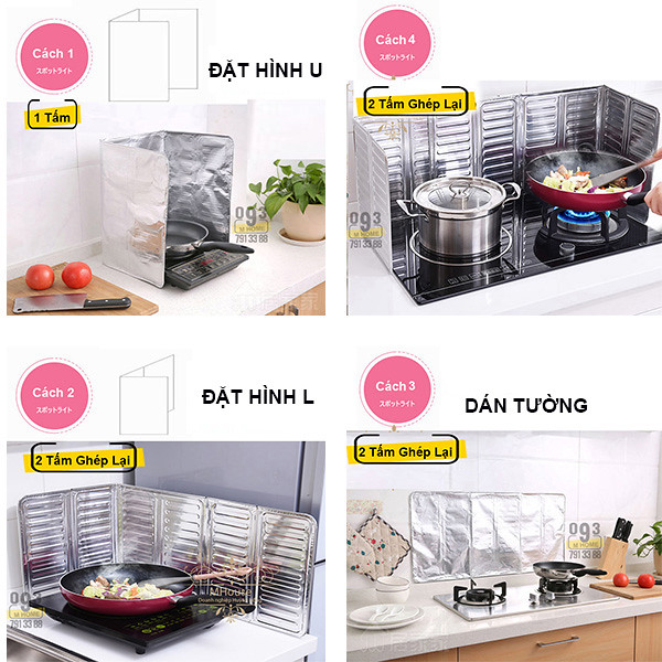 Combo 2 Tấm Chắn Văng Dầu Mỡ Tấm Ngăn Gió
