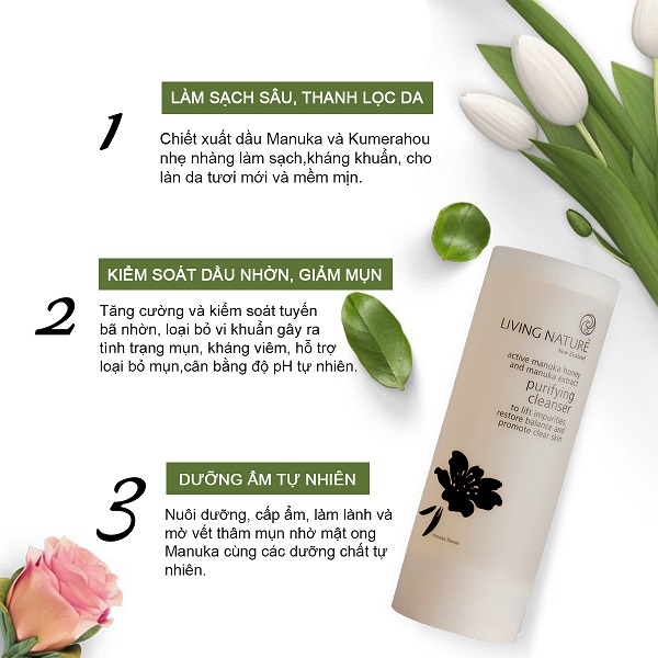 [HCM]Sữa rửa mặt Purifying Cleanser Living Nature 100ml – Da dầu/da mụn