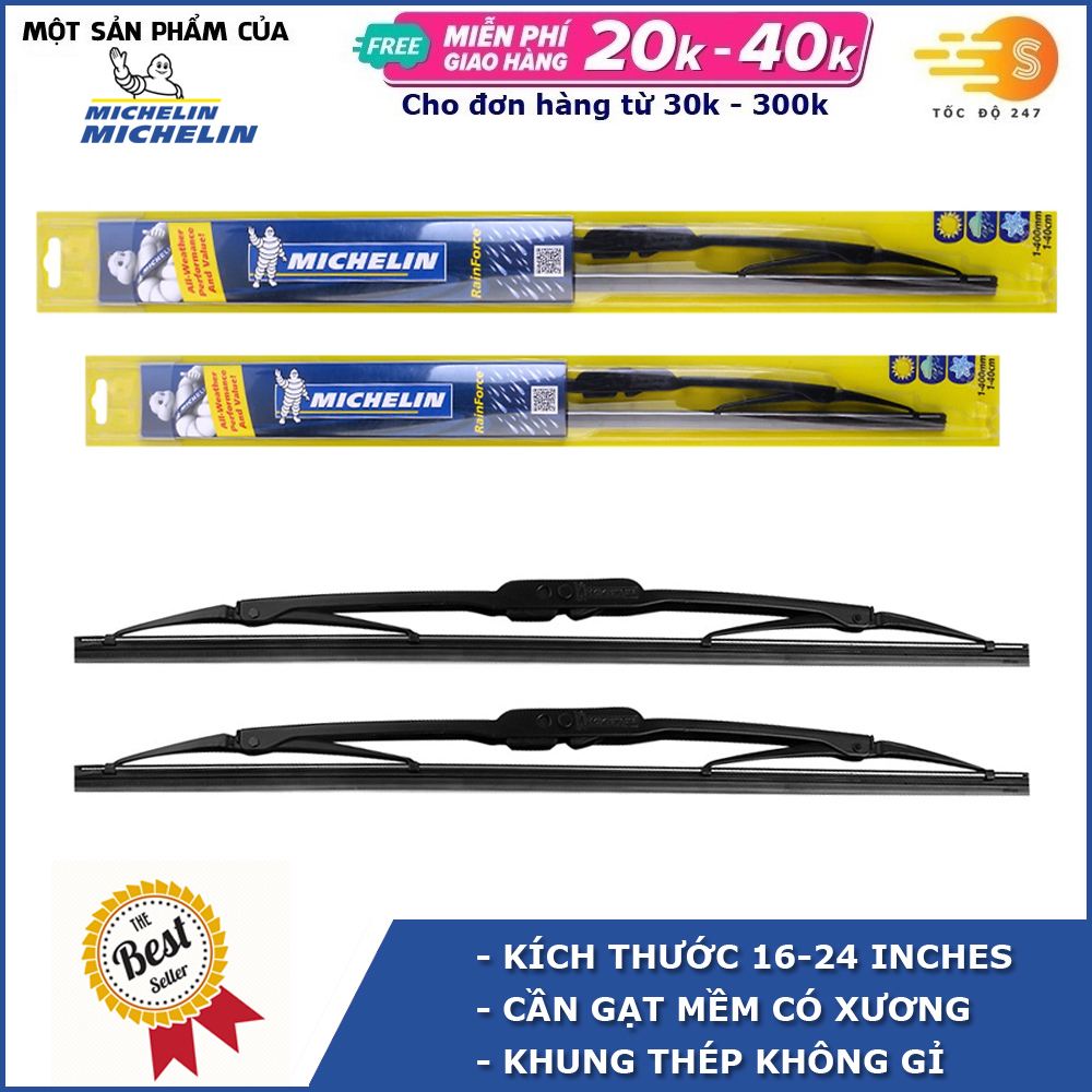 Bộ cần gạt mưa 16x24 có xương cao cấp MICHELIN Cho Xe TOYOTA KIA HYUNDAI CHEVROLET MAZDA NISSAN