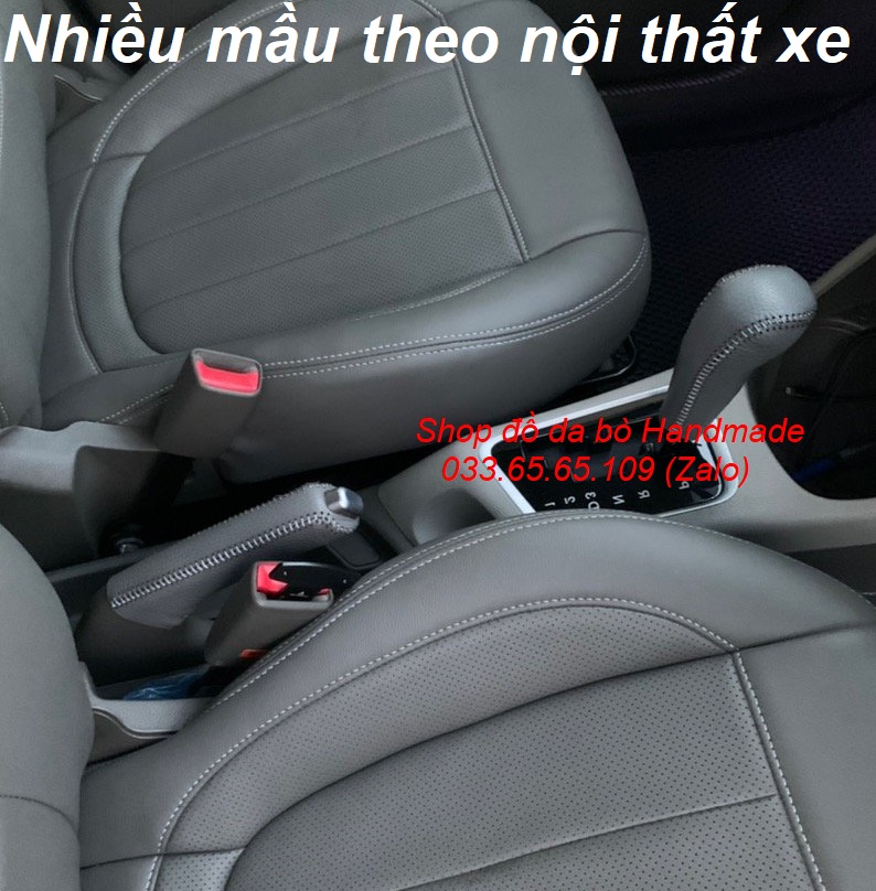 Bọc da cần số & phanh tay Kia morning 2011-2020 (AT) số tự động bằng da bò thật