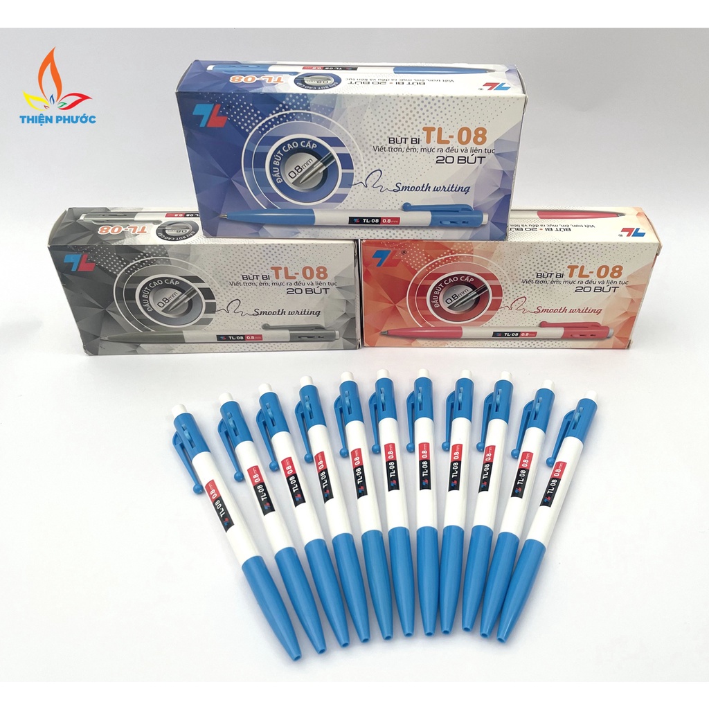 Bút bi xanh Thiên Long TL08 [Hộp 20 cây] THIỆN PHƯỚC