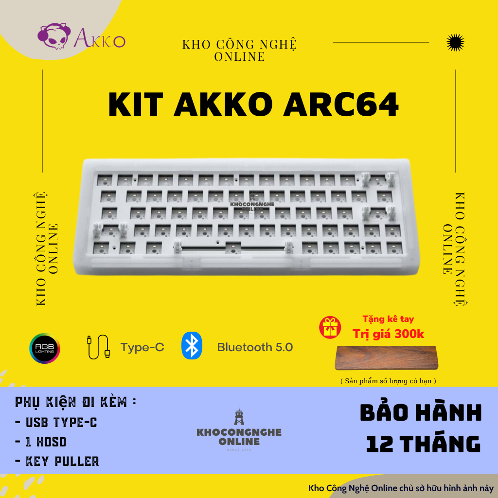 Kit bàn phím cơ AKKO ACR64 Hotswap RGB Foam tiêu âm Gasket Mount