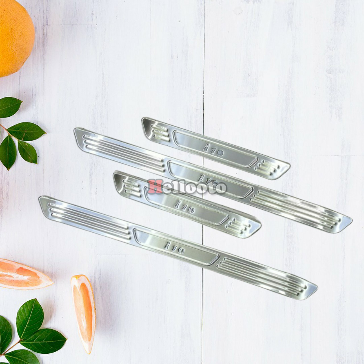 Ốp Bậc Cửa Xe Grand I10 đời 2014 đến 2022 Mẫu Inox, Giúp Trang Trí Chống Xước Xe Hiệu Quả, Có Sẵn Keo 2 Mặt Siêu Dính, Lắp Đặt Dễ Dàng Tại Nhà