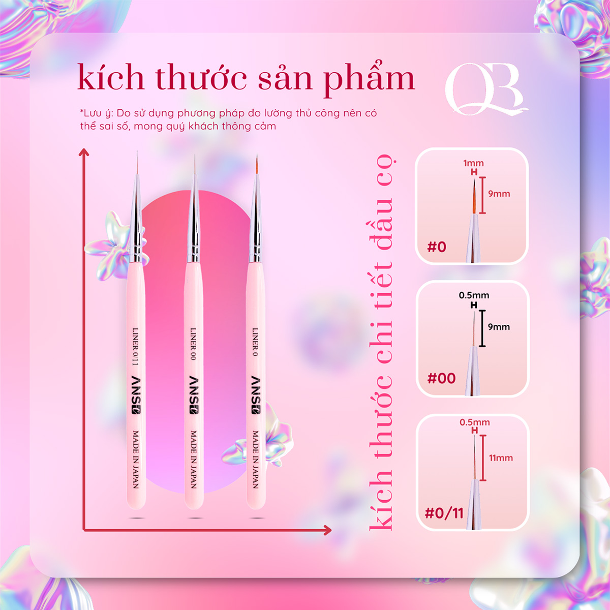 Cọ vẽ móng nét mảnh, cọ tóc cao cấp lông mềm Japan ANSC