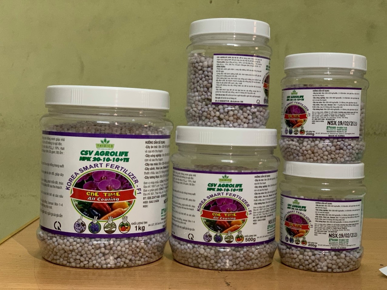 Phân tan chậm  20-10-10+TE HQ hủ 500g
