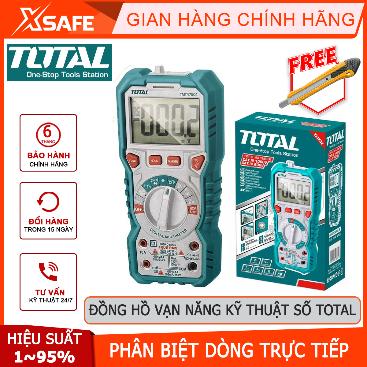 Đồng multimeter digital Total TMT47504 Đồng Watch multifunction measuring DC voltage 600mv 6V 60V 600V 1000V ± (0,5% + 3), performance 1% ~ 95% ± (3.0% + 3) diode test ammeter, voltmeter, and ohmmeter, [xsafe] [XTools]