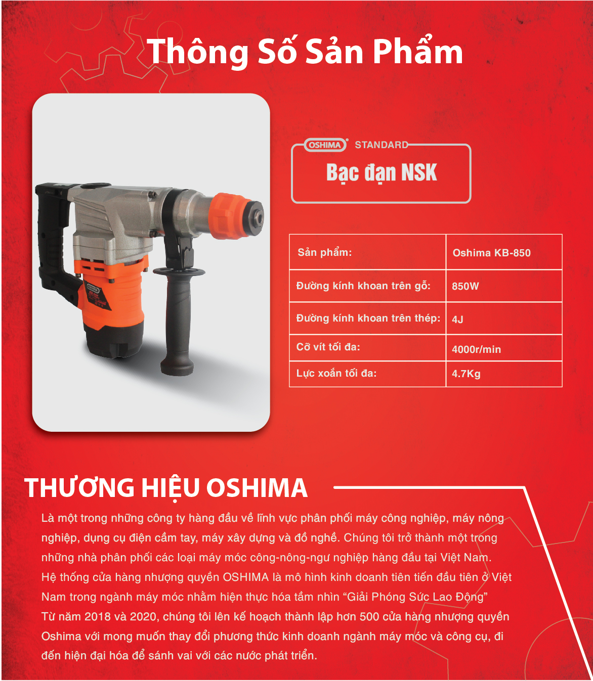 MÁY KHOAN BÚA OSHIMA KB-850 búa