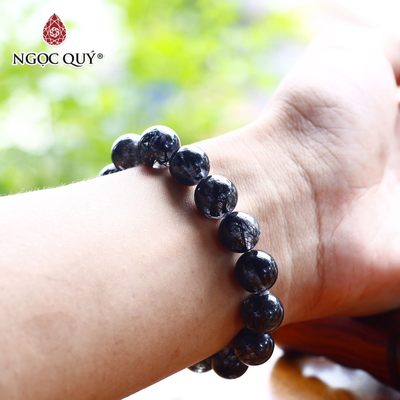 [HCM]Vòng tay đá thạch anh tóc đen mệnh thủy mộc - Ngọc Quý Gemstones