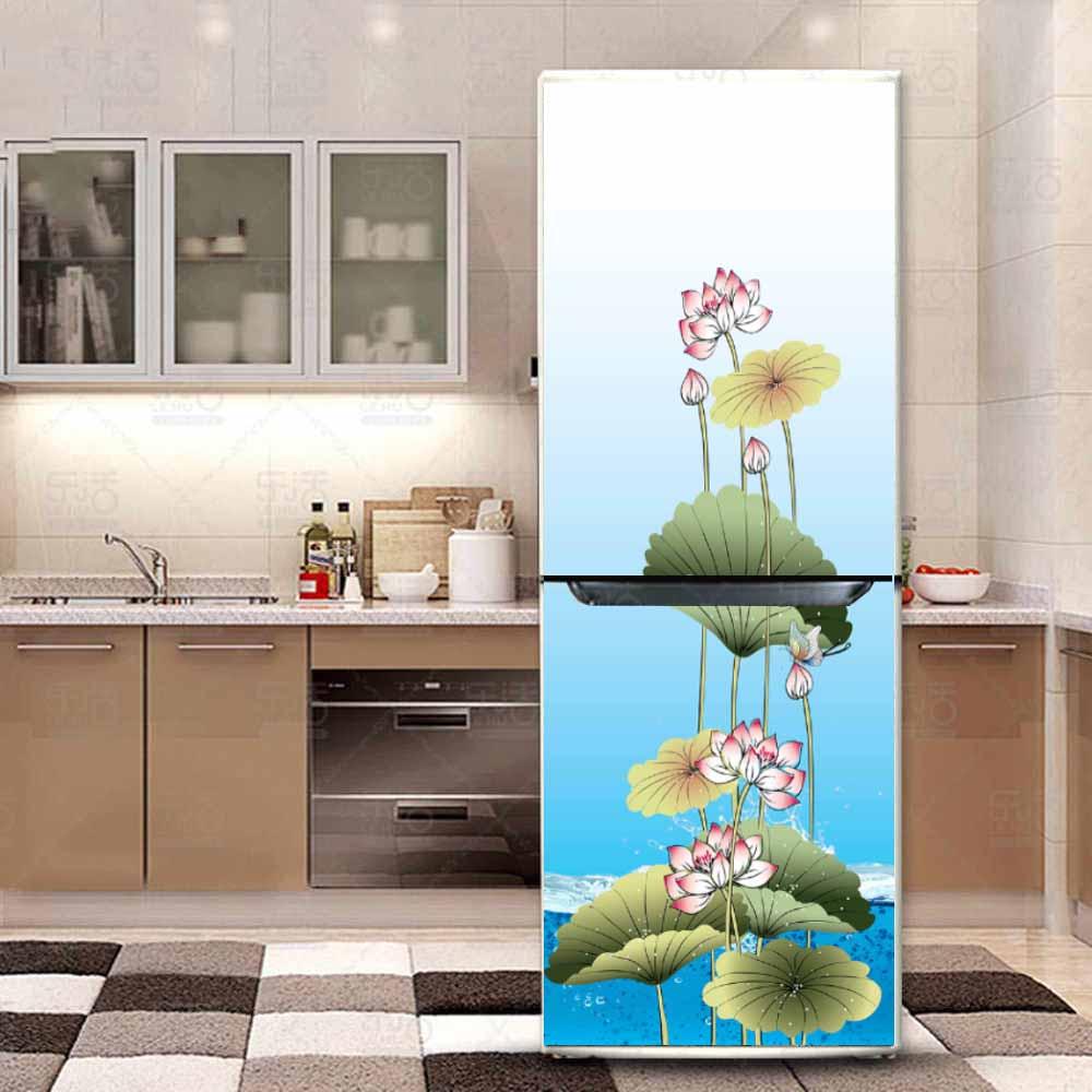 [HCM]Decal dán trang trí tủ lạnh cao cấp - Hoa sen