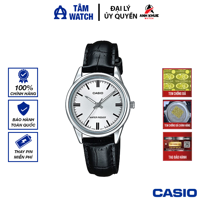 Đồng hồ nữ dây da Casio Standard chính hãng Anh Khuê LTP-V005L-7AUDF (28mm)