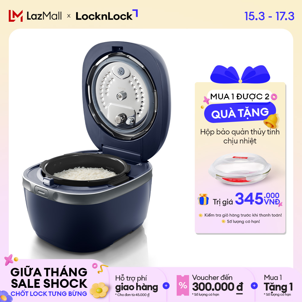 EJR526GRY-Nồi cơm điện cao tần Lock&lock IH pressure rice cooker -1.8L- công nghệ cao tần & áp suất, 12 chế độ nấu - Hàng chính hãng