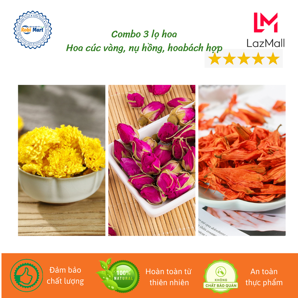 Combo 3 bottle flower tea dried robimart beautiful skin, good for health