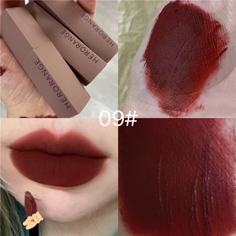 Son kem lì vỏ vuông herorange ver2 matte lip color nội địa trung chính hãng