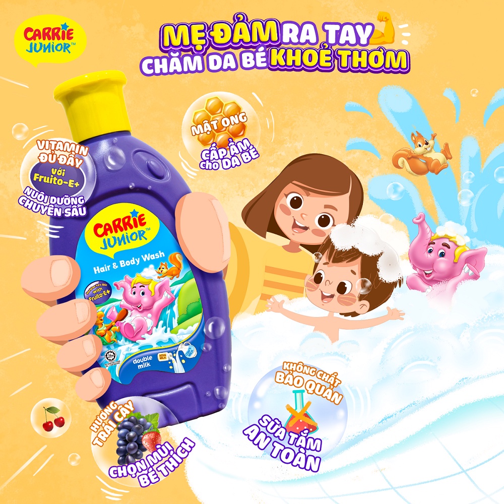 TẮM GỘI EM BÉ CARRIE JUNIOR 700G + THÚ BÔNG