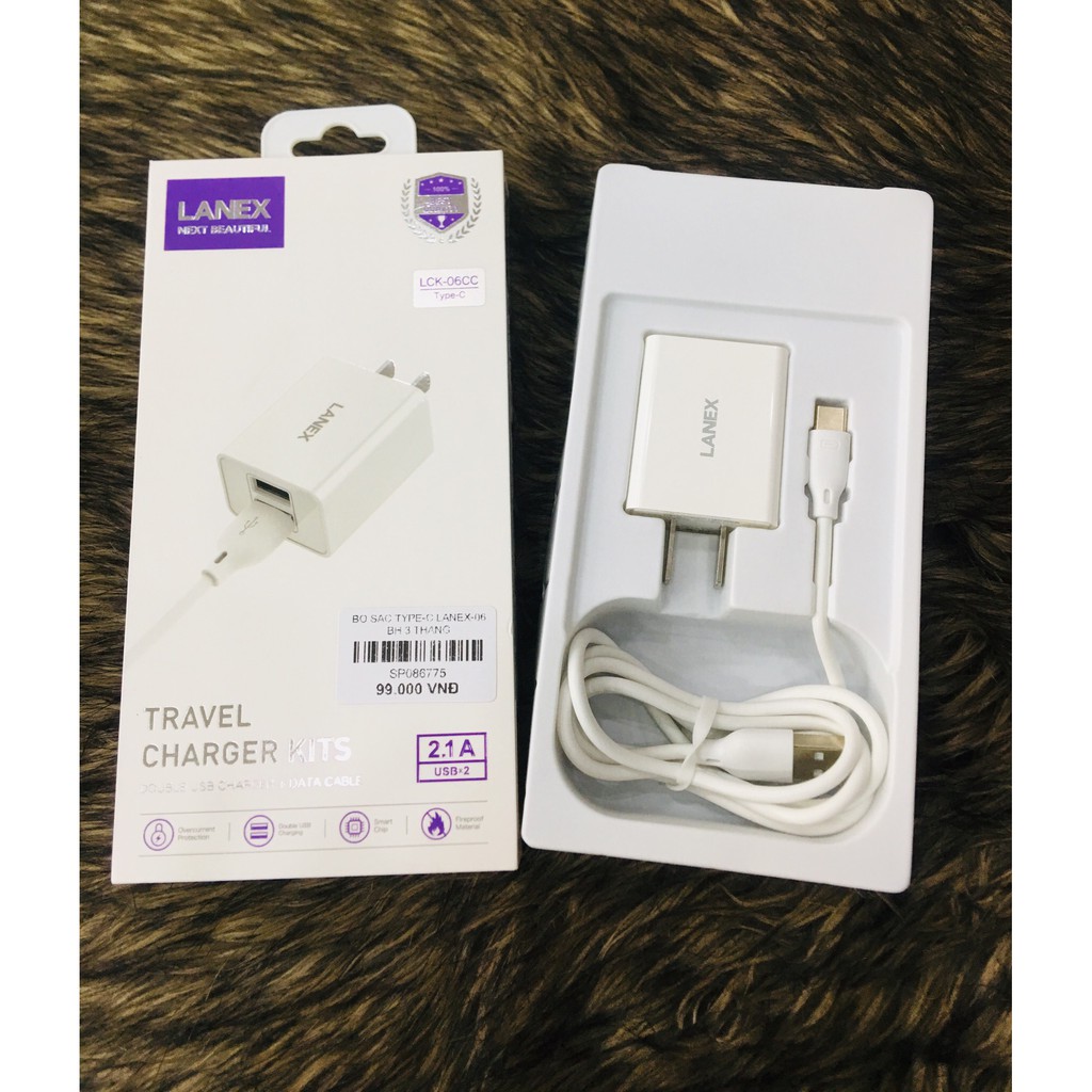 [HCM]BỘ SẠC NHANH 2 CỔNG USB LIGHTNING - TYPE C - Micro 2.1A LANEX LCK-06CL - DÀI 1.0M